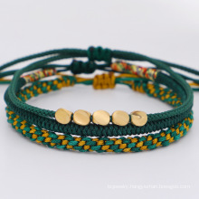 Shangjie OEM joyas Fashion Summer Beads Bracelet Charms Ethnic Green Woven Bracelet Handmade Women Men Smart Bracelet Sets